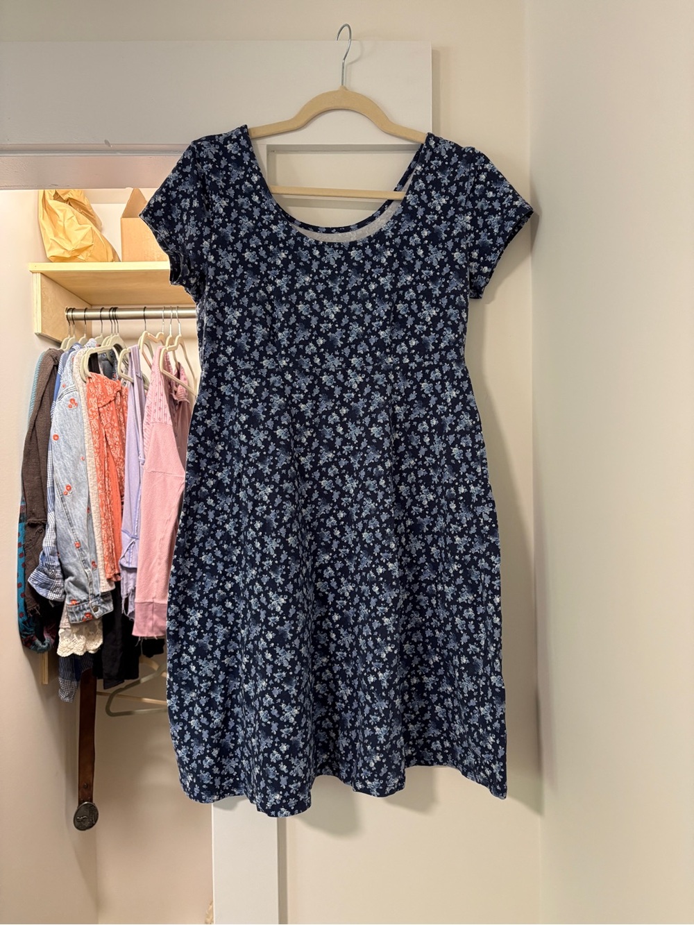 Maternity Navy Floral Short Sleeve Dress